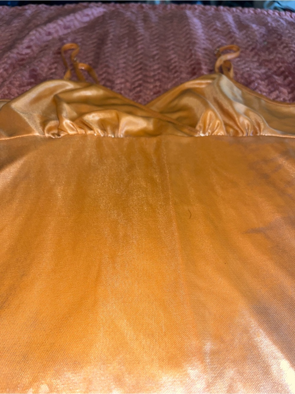 Y2K Fantasy Shin Gold/orange Chemise Slip with Adjustable Straps. Size L - Picture 3 of 4